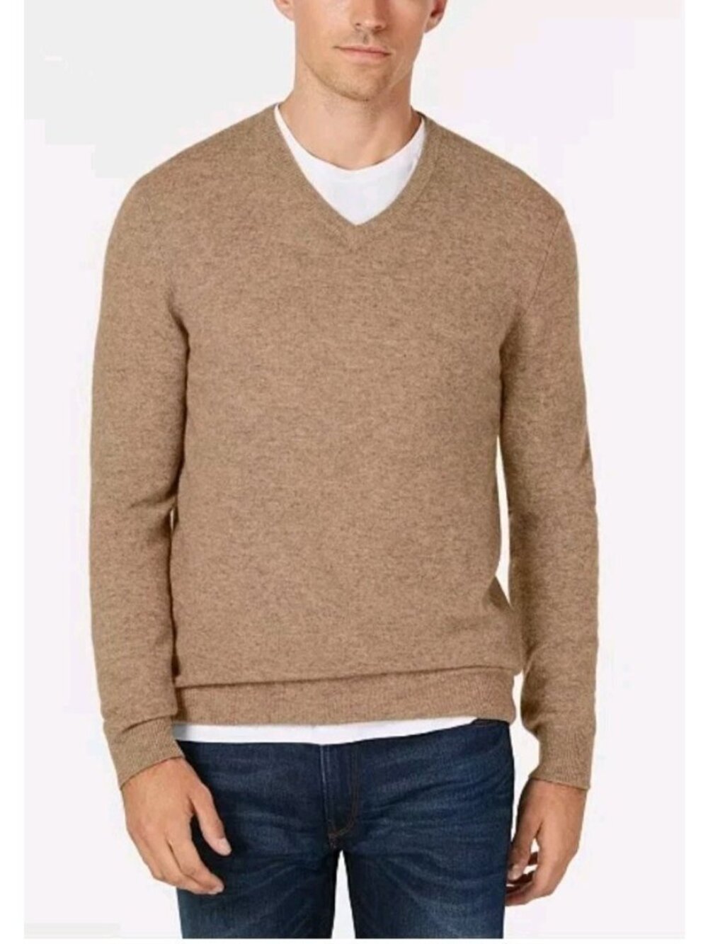 Charter Club Luxury Collection Cashmere V-Neck  Sweater Brown Mens  Large Preppy